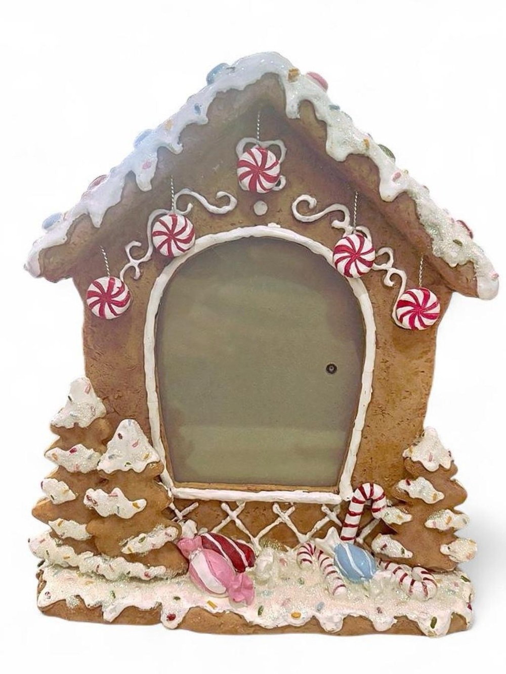 Gingerbread House Resin 3D Freestanding Photo Frame Clear Glass Christmas